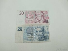 Bankovky Česká republika - 20 Kč 1994 a 50 Kč 1997