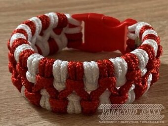 Paracord náramek (18 cm) red - white