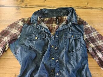 Košile průhledné rukávy střed džínový S 3