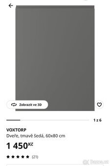 Ikea Voxtorp šedý dvířka 60x80 a 60x40