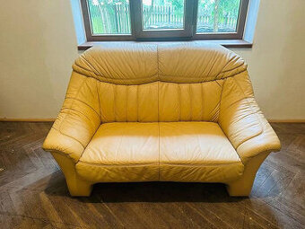 097 Kožený dvousedák béžová barva kůže