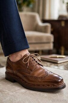 Stefano Branchini ITALY - ručně šité kožené brogue  - 42
