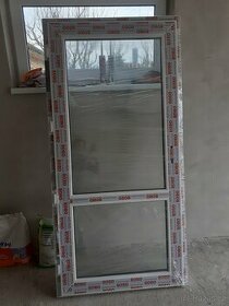 plastové vchodové dveře 98x198 cm (DxVxH)-bílé-nové-sklo - 1