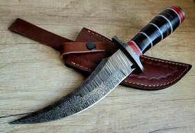 velký lovecký Damaškový nůž CLAW 30,5 cm s koženým pouzdrem