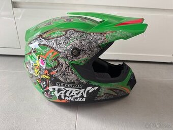 Dětská helma na motorku Mejia Cross světle zelená lesklá S