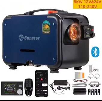 Naftové topení 5-8kW, 12/24/230V, auto start/stop, BT