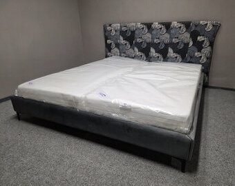 Nová postel s roštem 180x200 čalouněná šedé listy
