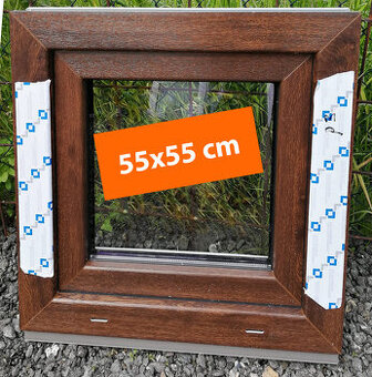 Nové plastové okno 55x55 ořech