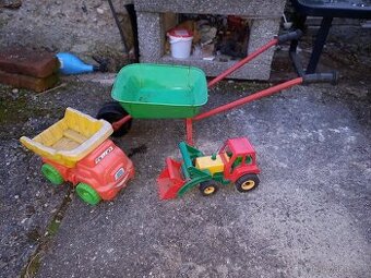 Set hraček na písek auto, bagr, kolečko