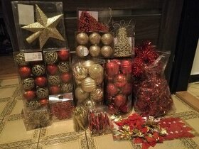 Vánoční ozdoby - červená, zlatá