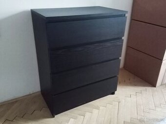 Komoda IKEA Malm se 4 zásuvkami, černohnědá