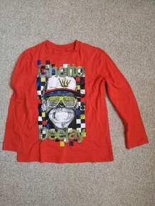 Oranžové triko s opicí vel. 128