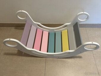 Elis Design Dřevěná montessori houpačka bílá 5v1 s potahem