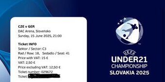 Vstupenka EURO U21 Česko x Německo