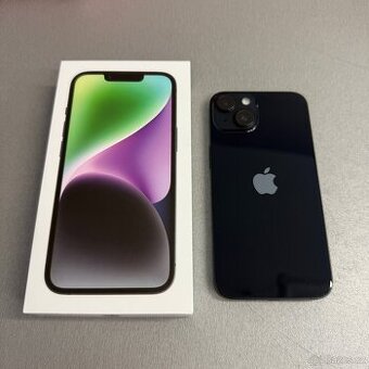 iPhone 14 128GB černý, pěkný stav, 12 měsíců záruka
