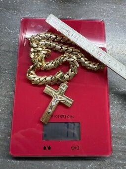 zlatý řeťízek pancer s křížkem 14k