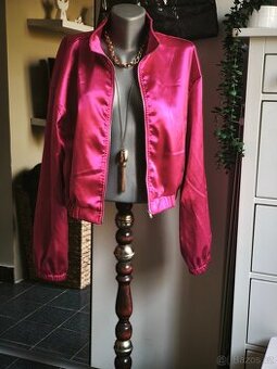 Nová saténová bunda 42/44 růžová