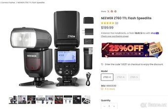 speedlite blesk NEEWER Z760 pro Canon s 2 Li-baterií, TTL