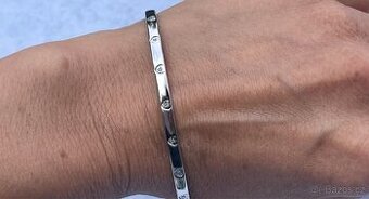 Stříbrný náramek s diamanty + certifikát