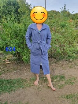 Dlouhý elegantní modrý kabát Figl 624