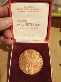 Pamětní plaketa - 60 let KSČ Západočeský kraj 1981
