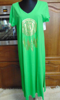 Zelené bavlněné dlouhé šaty