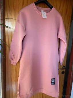 Nové růžové mikinošaty vel. 48 a více
