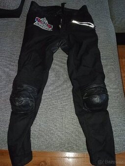Černé textilní kožené moto kalhoty
