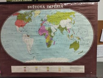 Školní mapa Světová impéria, roku vydání 1980