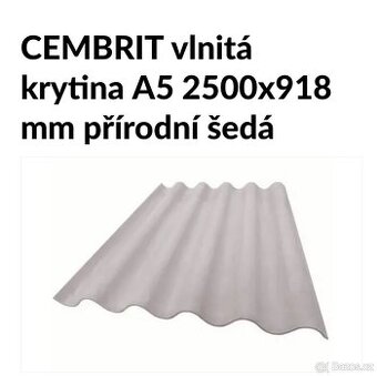 Vlnitá střešní krytina 2500x918mm, přírodní šeda