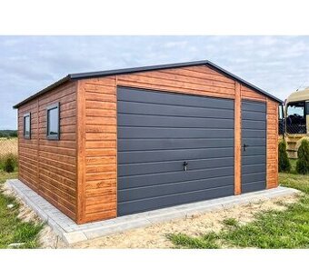 Plechova garáž 5x5m výklopná vrata - dveře