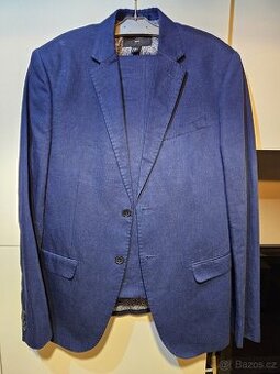 Pánský oblek H&M, modré barvy, 52/48