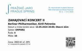 Pražské jaro Zahajovací koncert II 13.5.2024 - 2 lístky