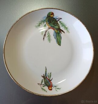 G.P. Limoges talíř 12,5 cm – motiv papoušků