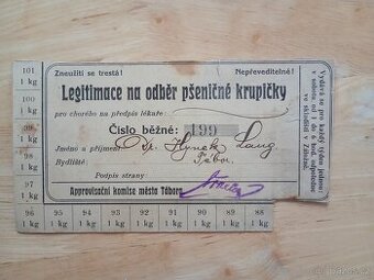 Stará legitimace na odběr pšeničné krupičky