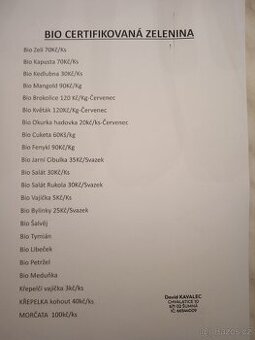 Bio certifikovaná zelenina - 1