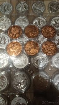 1 Oz a 2 Oz stříbrné a meď investiční mince
