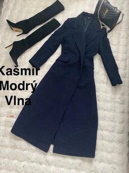 Kasmirovy vlneny tmave modry kabat dlouhy 38