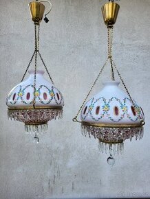 dva lustry - přejímané sklo + křišťálové ověsy