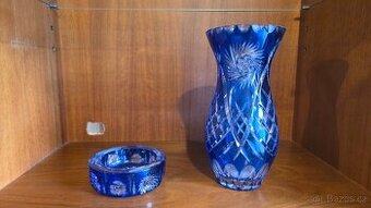 Broušená váza+popelnik