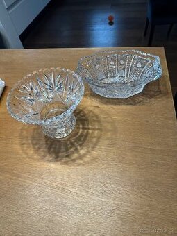 Skleněné mísy / broušené sklo – 2 ks