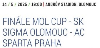 Koupím 2 lístky na Finále Poháru (Mol Cup) v Olomouci.