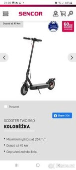 Elektrokolobéžka Sencor Scooter TWO S 60