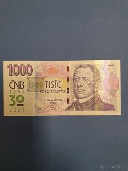 Bankovka 1000 Kč pamětní s přetiskem