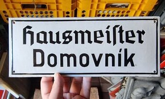 Stará smalt cedule protektorát DOMOVNÍK
