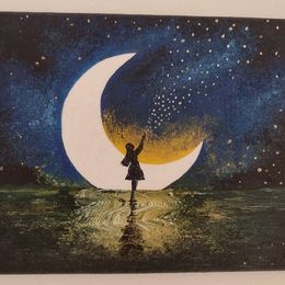 Obraz ručně malovaný, akrylové barvy-Dívčina přání - 1