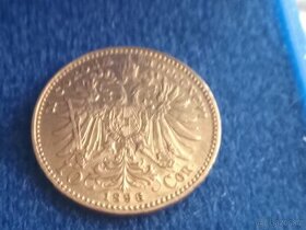 Zlatá mince v hodnotě deseti korun Franc Jos 1896