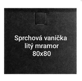 Sprchová vanička z litého mramoru černý granit 80x80 cm
