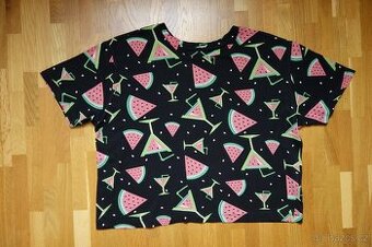 Černé dámské crop top letní tričko vel. M