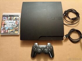 PlayStation 3 Slim 300gb s originálním ovladačem a hrou